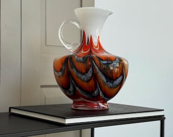 Vintage Stelvia Opalina Fiorentina Vase / Art Glass Opaline Orange