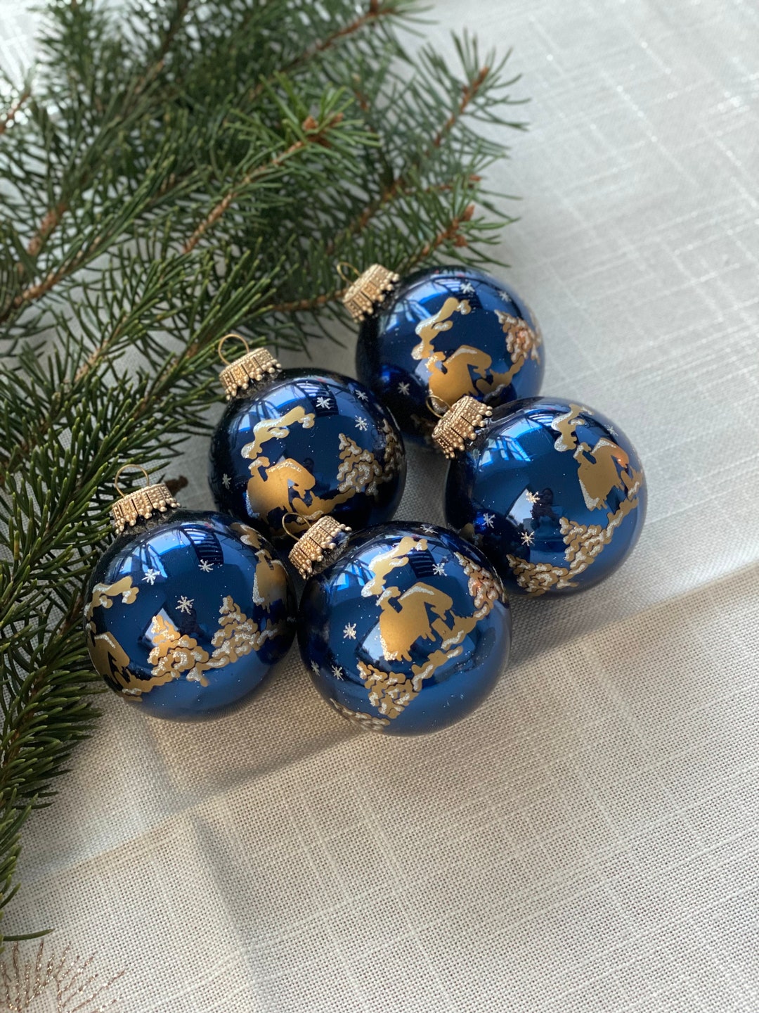 Set of 5 PCS / 5cm / Vintage Christmas Tree Baubles / Etsy