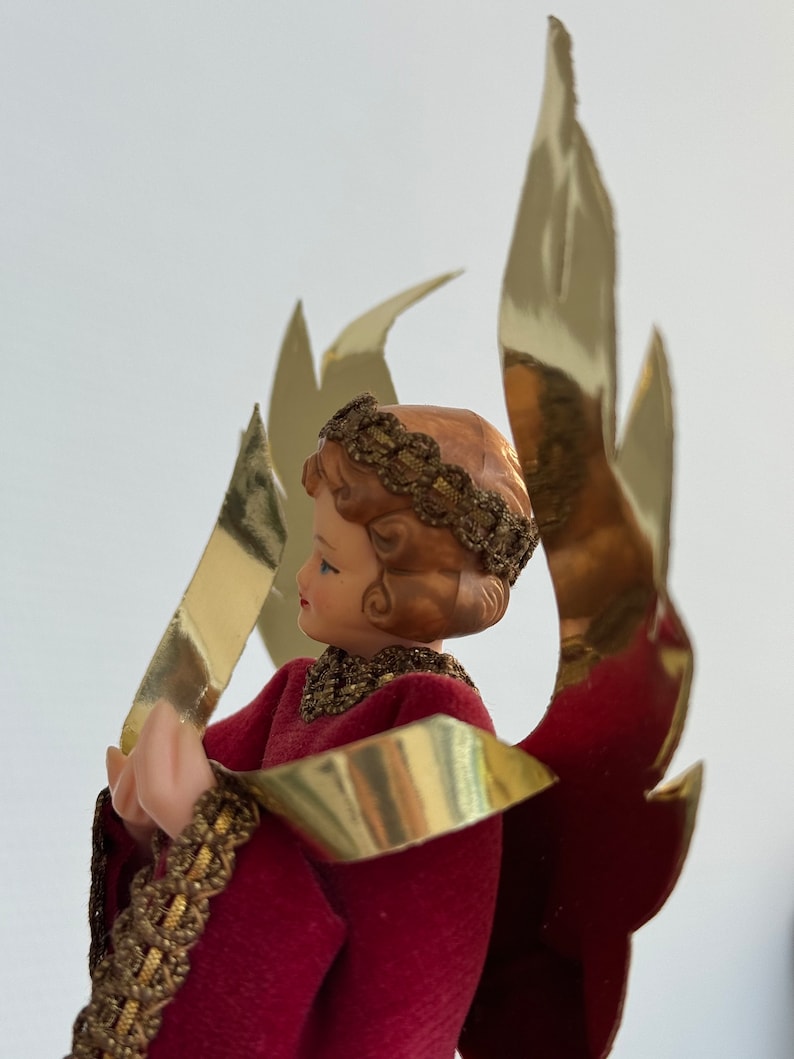 19 X 14 Cm / Christmas Angel / Head & Hands Made of Plastic / Tinsel