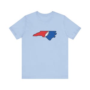 North Carolina Stealy Bolt | Unisex Short Sleeve Tee Baby Blue