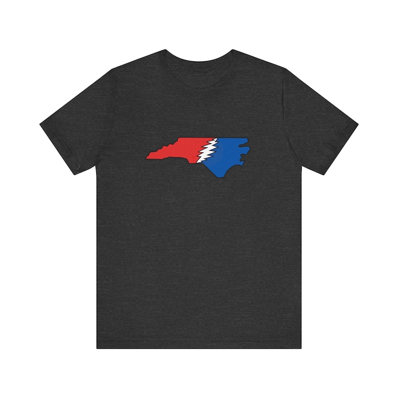 North Carolina Stealy Bolt | Unisex Short Sleeve Tee Dark Grey Heather