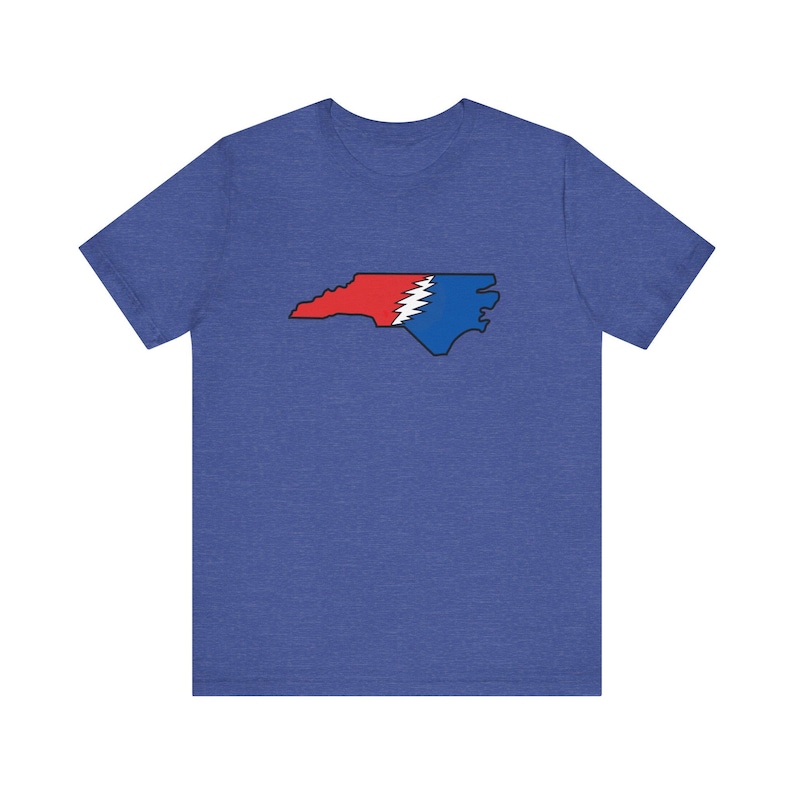 North Carolina Stealy Bolt | Unisex Short Sleeve Tee Heather True Royal