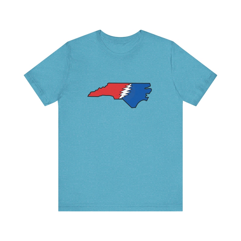 North Carolina Stealy Bolt | Unisex Short Sleeve Tee Heather Aqua