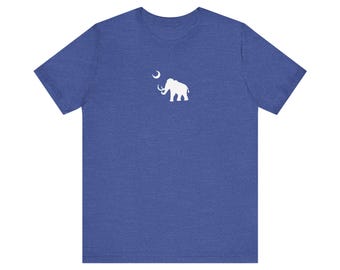 Großes Wollmammut mit Mond; Unisex-Kurzarm-T-Shirt