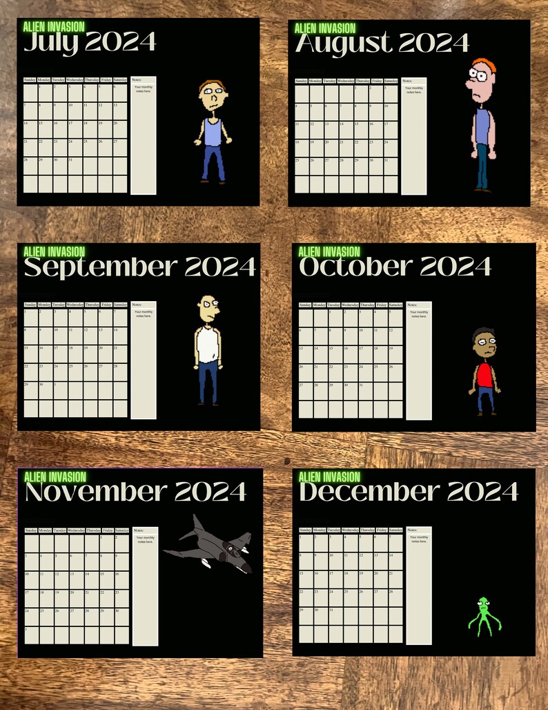 2024 Alien Calendar Canva Template Etsy
