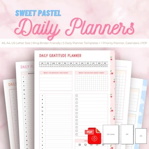 Cute Pastel Color Daily Planner Templates Bundle, 2025 2026 Calendar ...