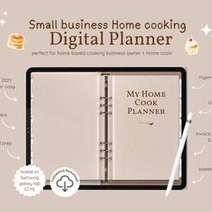 Home Bakery & Meal Prep Samsung Digitaler Planer, 2025 2026 2027, Rezeptkarten, Bestellverfolgung, Umsatzliste, Rechnung, Android Kompatibel