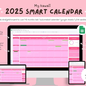 Digital Smart Calendar for Google Sheets, Spreadsheet Template Planner, Task Tracker, Cute Digital Organizer, ADHD Friendly, Monthly Planner