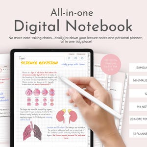 Różowy cyfrowy notatnik Samsung, hiperłącze PDF All in One Student Notepad Notatki z wykładów, szablony wkładek do dziennika planera, przyjazny dla systemu Android