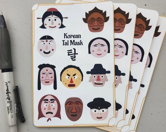 Korean Tal Mask sticker sheet