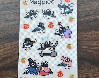 Cute Magpie Vinyl stickers-waterproof, sink friendly