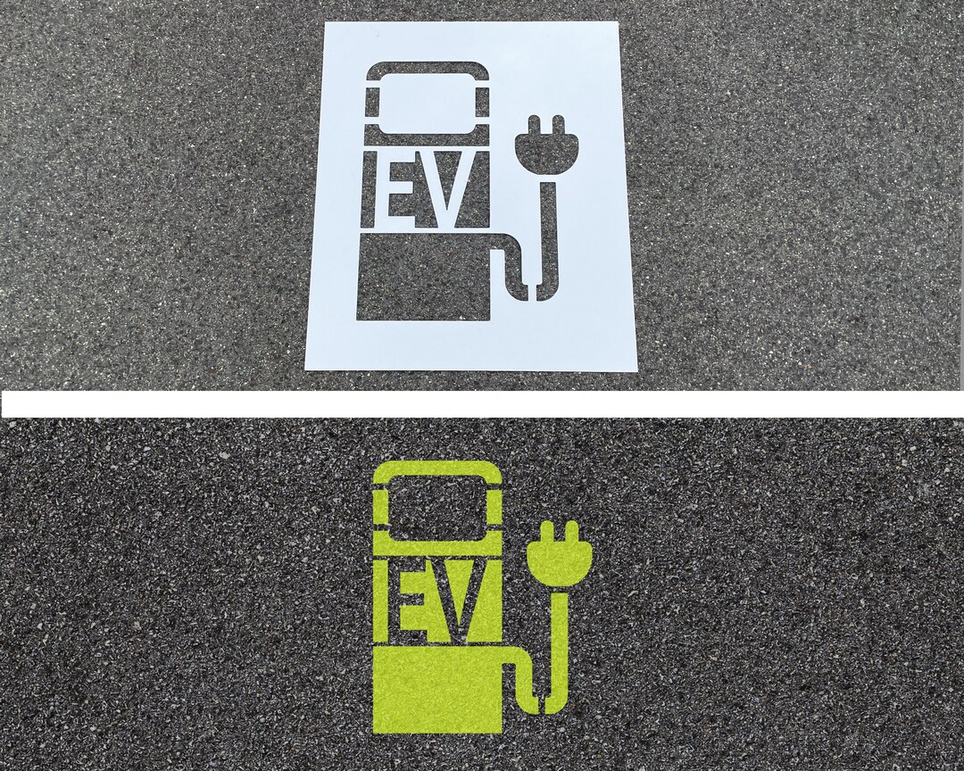 Ev Signs ELECTRIC VEHICLE EV Charging Reusable Line Road Marking Car Park ...