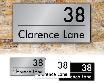 Custom Right-Aligned Modern Aluminium House Number and Address Sign – Waterproof UV-Resistant Outdoor Metal Plaque, Wall Mounted