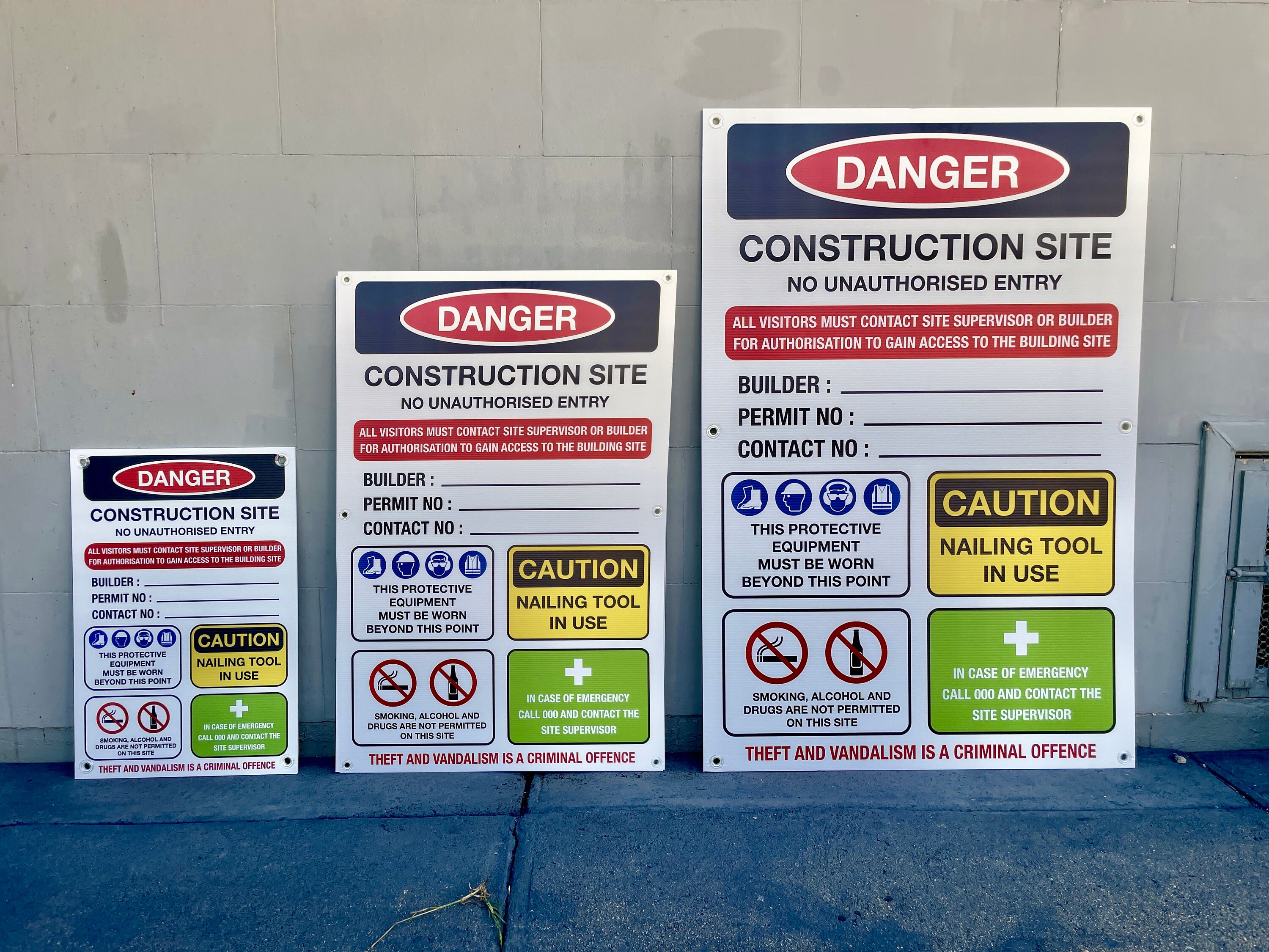 Danger Builder Construction Site Safety Sign, 5mm Thick Corflute With ...