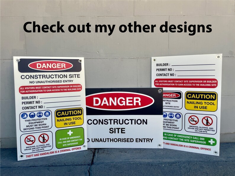 Danger Builder Construction Site Safety Sign, 5mm Thick Corflute With ...