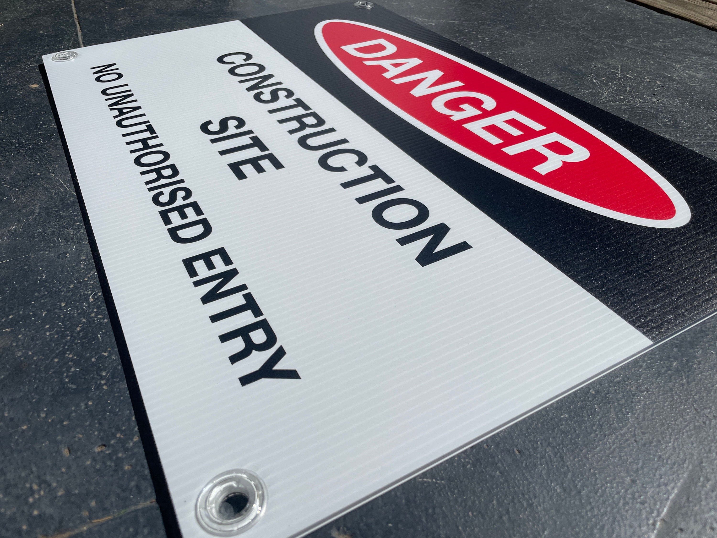 Danger Builder Construction Site Safety Sign, 5mm Thick Corflute With ...