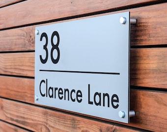 Custom Modern Aluminium House Number and Address Sign – Waterproof UV-Resistant Outdoor Metal Plaque, Wall Mounted