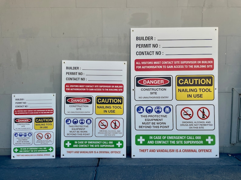 Danger Builder Construction Site Safety Sign, 5mm Thick Corflute With ...