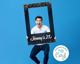 Personalised 18th/21st/30th/40th Birthday Photo Booth Selfie Frame Prop Party Event Sign PRINTED on 5mm thick panel