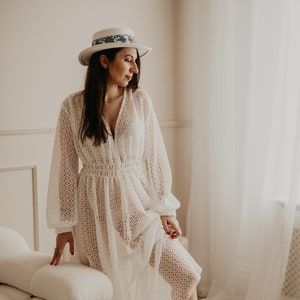 Finez white Women's Boho Dress | lece Dress For The Maternity Session | Photo Props | Pregnancy Photo Shoot