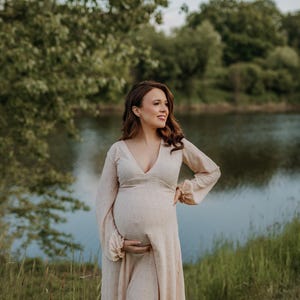ASANI bege Women&#39;s Boho Dress |  Dress For The Maternity Session | Photo Props | Pregnancy Photo Shoot
