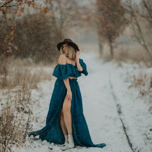 Melini set navy blue Women's Boho Set|  Dress For The Maternity Session | Photo Props | Pregnancy Photo Shoot