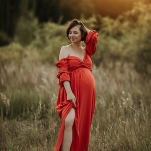 Tailania orange Women's Boho Dress |  Dress For The Maternity Session | Photo Props | Pregnancy Photo Shoot