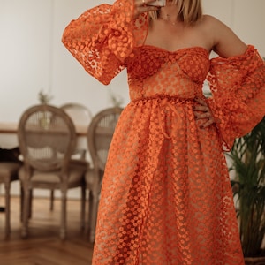 Floris orange Women's Boho Dress | lece Dress For The Maternity Session | Photo Props | Pregnancy Photo Shoot