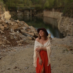 Marsia bege-orange Women's Boho Dress |  Dress For The Maternity Session | Photo Props | Pregnancy Photo Shoot