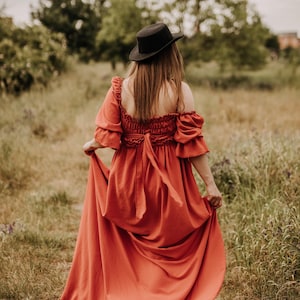 Tailania orange Women&#39;s Boho Dress |  Dress For The Maternity Session | Photo Props | Pregnancy Photo Shoot