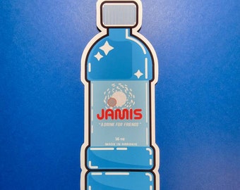 Original | "The Drink of Friendship— JAMIS." DUNE weatherproof vinyl sticker | sci-fi water bottle inside joke