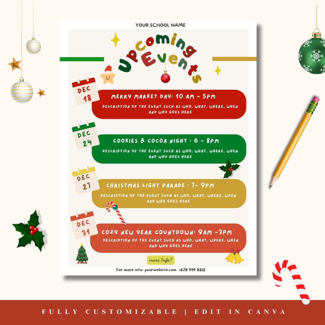 Editable December Event Flyers Upcoming Event Poster Christmas Events ...