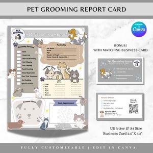 Rapportkaartsjabloon voor huisdierverzorging Formulier hondenverzorgingsformulier Pet Spa-formulier Huisdiervisitekaartje Hondentrimsalon Formulier dierenzaak Dierenzaak Hondensalon
