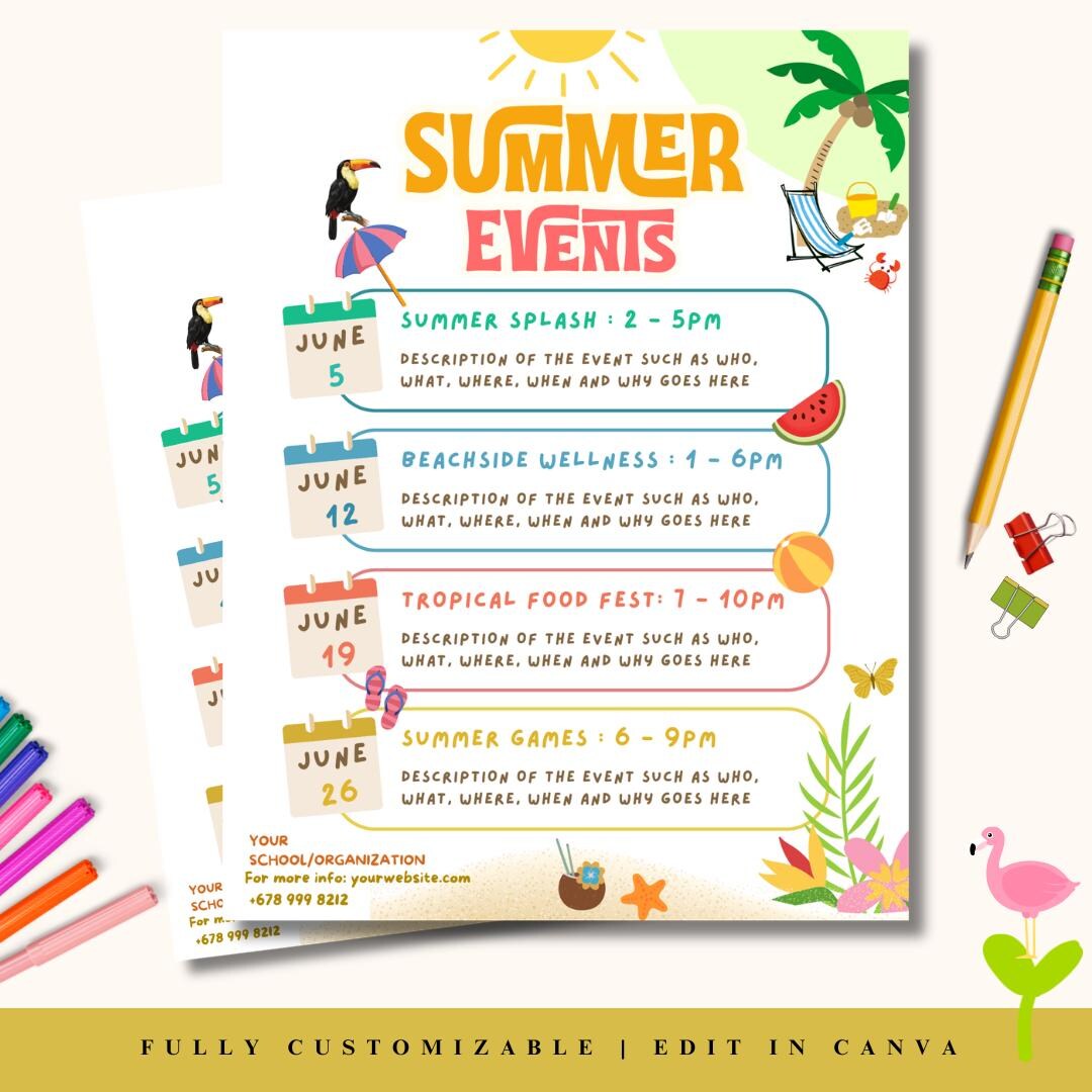 Summer Fun Newsletter Example Printable Summer Upcoming Events, Summer Events, Summer Calendar, PTA ...