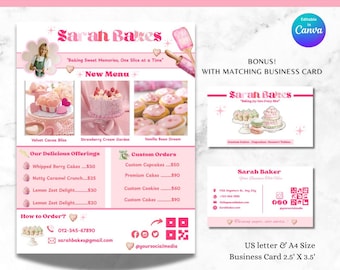 Volante de panadería, plantilla de volante de dulces, volante de venta de pasteles, volante de postres, volante de pastelería, volante de pastelería, volante de negocio de pasteles para panaderos, volante de pasteles
