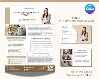 Editable Mental Health Flyer Coaching Flyer Health Flyers Therapy Poster for Therapist Tools Psychologist Flyer Template Counseling Flyer