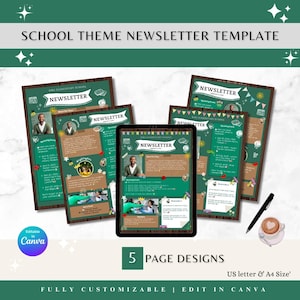 School Newsletter Template Monthly Newsletter Daycare Flyer Classroom Newsletter for Teacher Note Editable Newsletter School PTA Updates