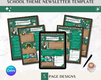 School Newsletter Template Monthly Newsletter Daycare Flyer Classroom Newsletter for Teacher Note Editable Newsletter School PTA Updates