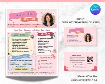 Summer Tutoring Flyer Tutor Flyer Tutoring Brochure for Teacher Elementary School Tutor Brochure Tutoring Sheet Academic Coach Homeschool Ad