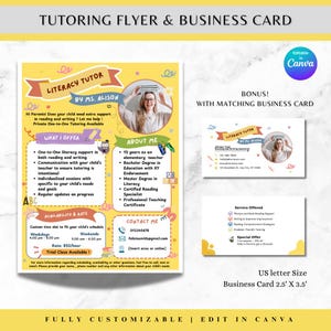 Póster de tutoría editable para profesores, folleto de tutoría imprimible para mentores, servicios de tutoría privada, tutoría en casa, tutoría en línea para estudiantes