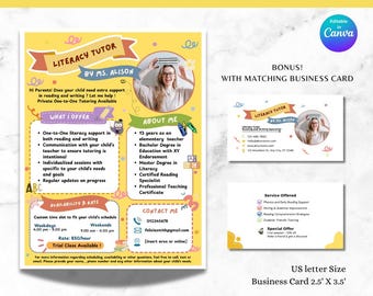Editable Tutoring Poster For Teacher Printable Tutoring Flyer For Mentor Private Tutoring Services Homeschool Tutor Online Tutor for Student