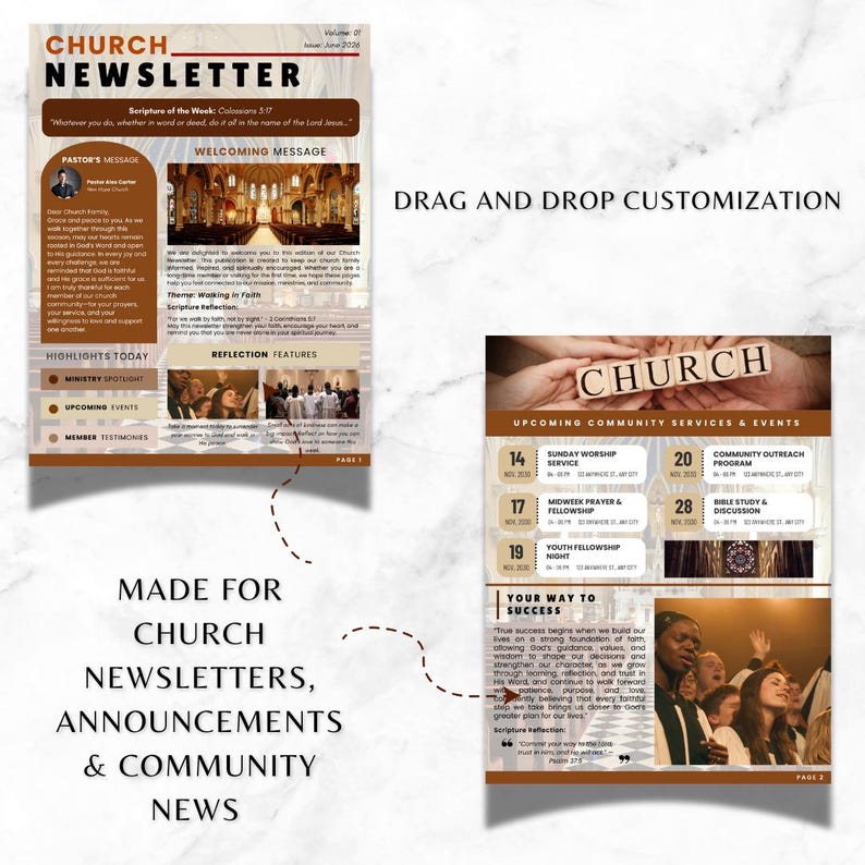 Church Newsletter Template Editable Church Updates Church Newspaper ...