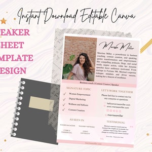 Printable Speaker Sheet Template Editable Keynote Speaker One Sheet ...