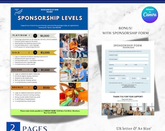 Nonprofit Sponsorship Template | Donation Package | Sponsor Flyer | Charity Event Proposal | School Fundraiser | Community & Business Event