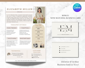 Mental Health Flyer Template Therapist Flyer Counselor Flyer Counseling Services Psychologist Flyer  Psychological Therapist Business Card