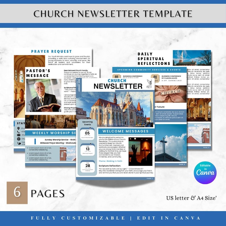 Editable Church Newsletter Template Church Flyers Church Newspaper ...