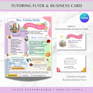 Editable Tutoring Flyer Summer Tutor Flyer Elementary Tutor Page School Tutor Page Reading Tutoring Services Flyer School Tutoring Contract