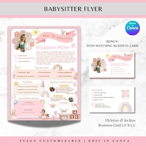 Babysitter Flyer Template Childcare Services Daycare Template Nanny Flyer Babysitting Flyer Babysitter Poster Childcare Job Babysitter Ads