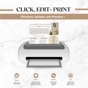May include: A printable template for a therapist's business card. The template features a photo of a woman, the therapist's name, and a list of services offered. The template is customisable with photos, fonts, and details.