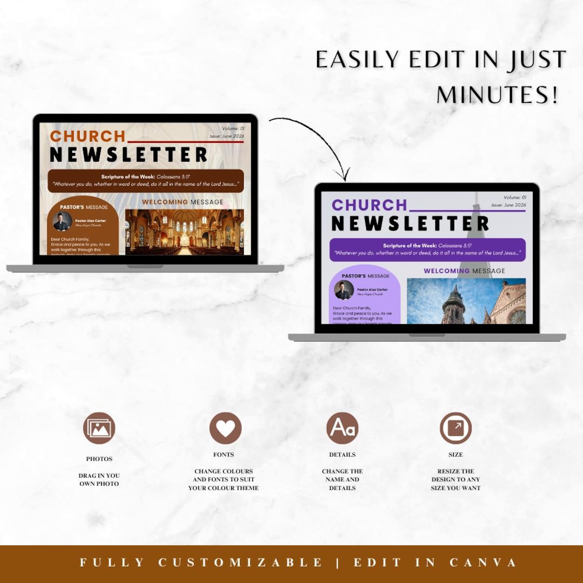 Bulletin Newsletter Examples Church Newsletter Template Editable Church Updates Church Newspaper ...